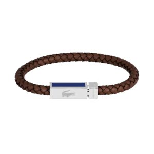 Lacoste Jewellery Stainless Steel & Brown Leather Men's Leather Bracelet - 2040450