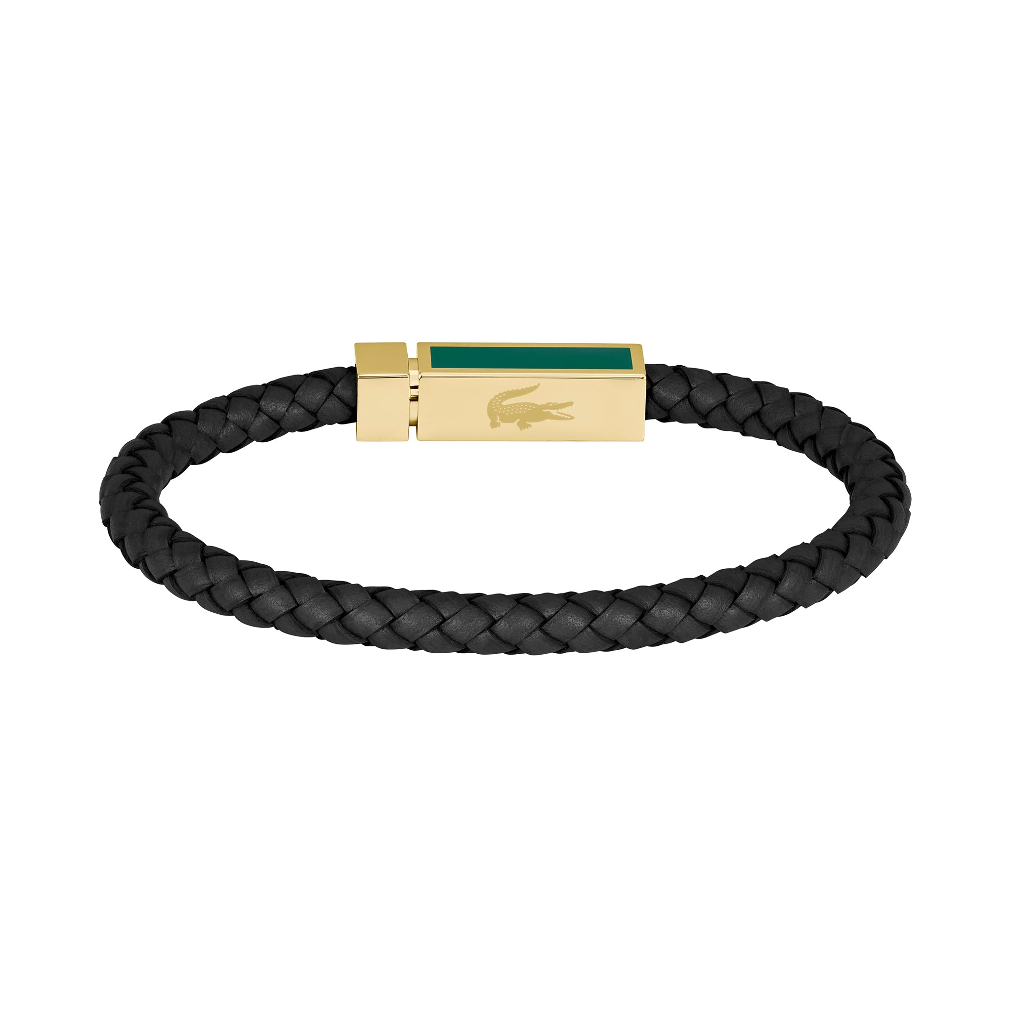 Lacoste Jewellery Gold Steel & Black Leather Men's Bracelet - 2040451 - Image 3