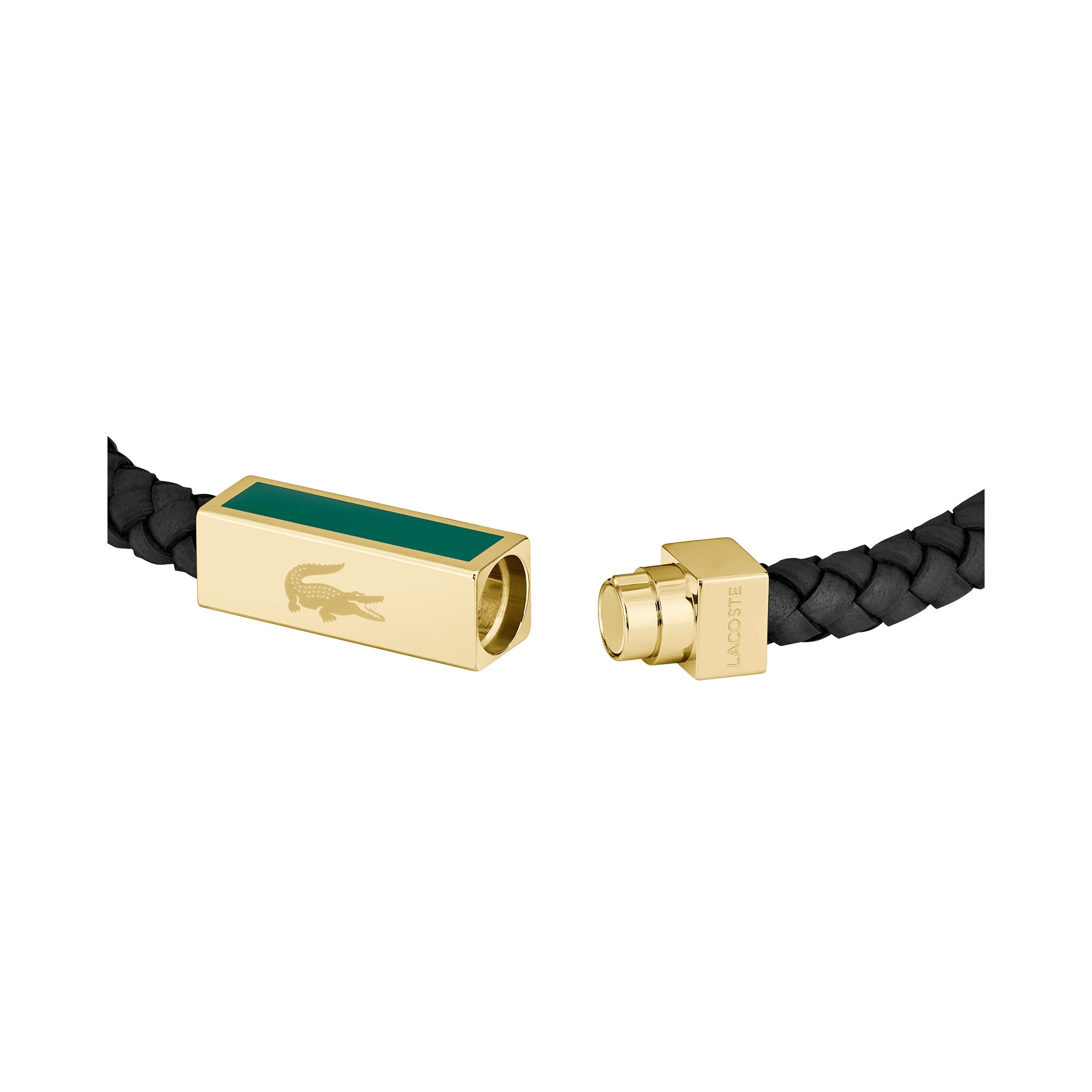 Lacoste Jewellery Gold Steel & Black Leather Men's Bracelet - 2040451 - Image 4