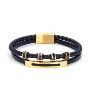 Giorgio Milano Jewellery Stainless Steel & Leather Men's Bracelet - 2055SGBK2