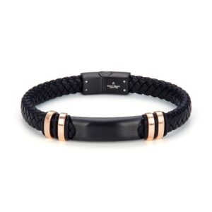 Giorgio Milano Jewellery Stainless Steel & Leather Men's Bracelet - 2056RGBK2