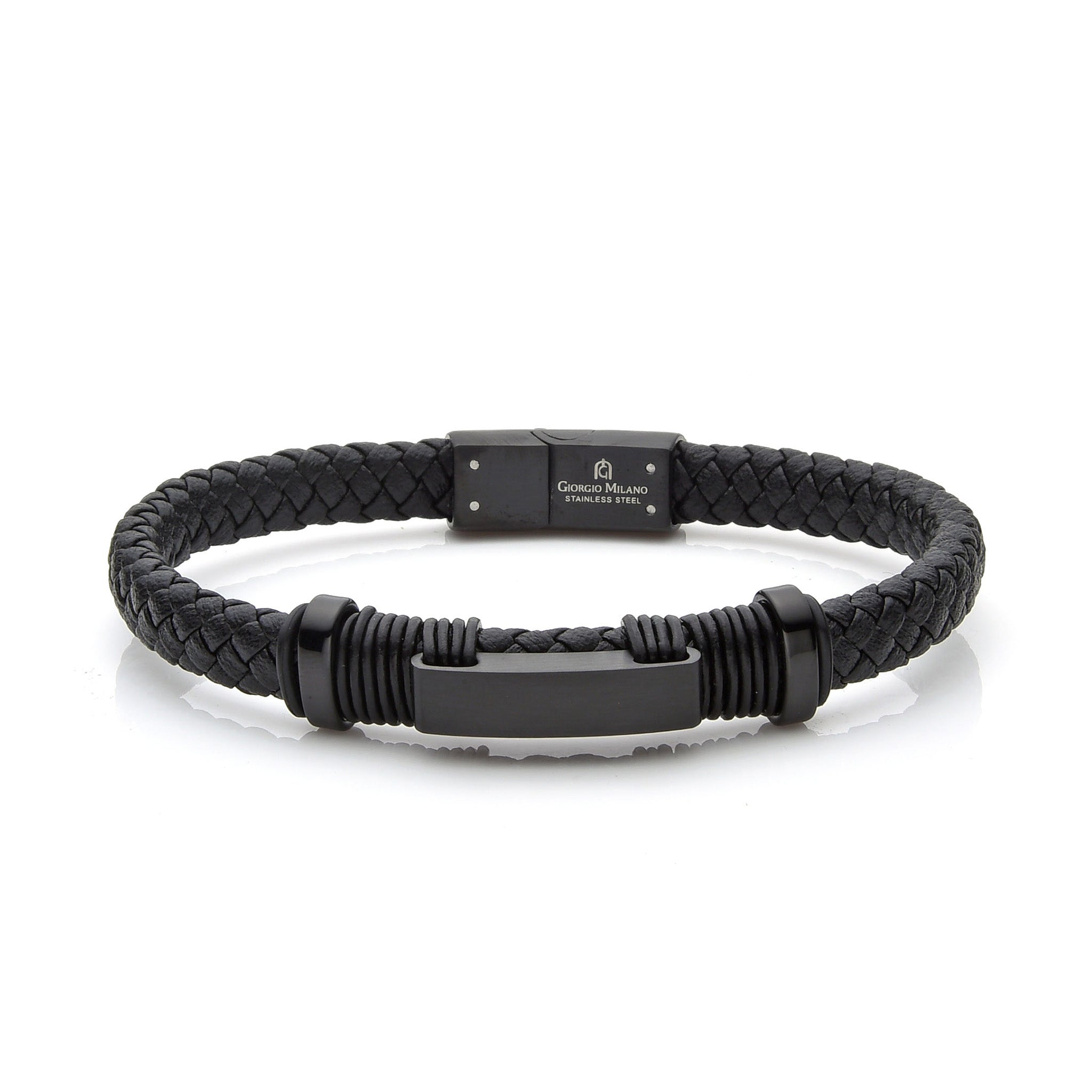 Giorgio Milano Jewellery Stainless Steel & Leather Men's Bracelet - 2086SBK2