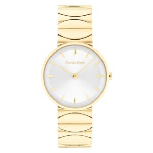 Calvin Klein Gold Steel Silver White Dial Women's Watch - 25100043