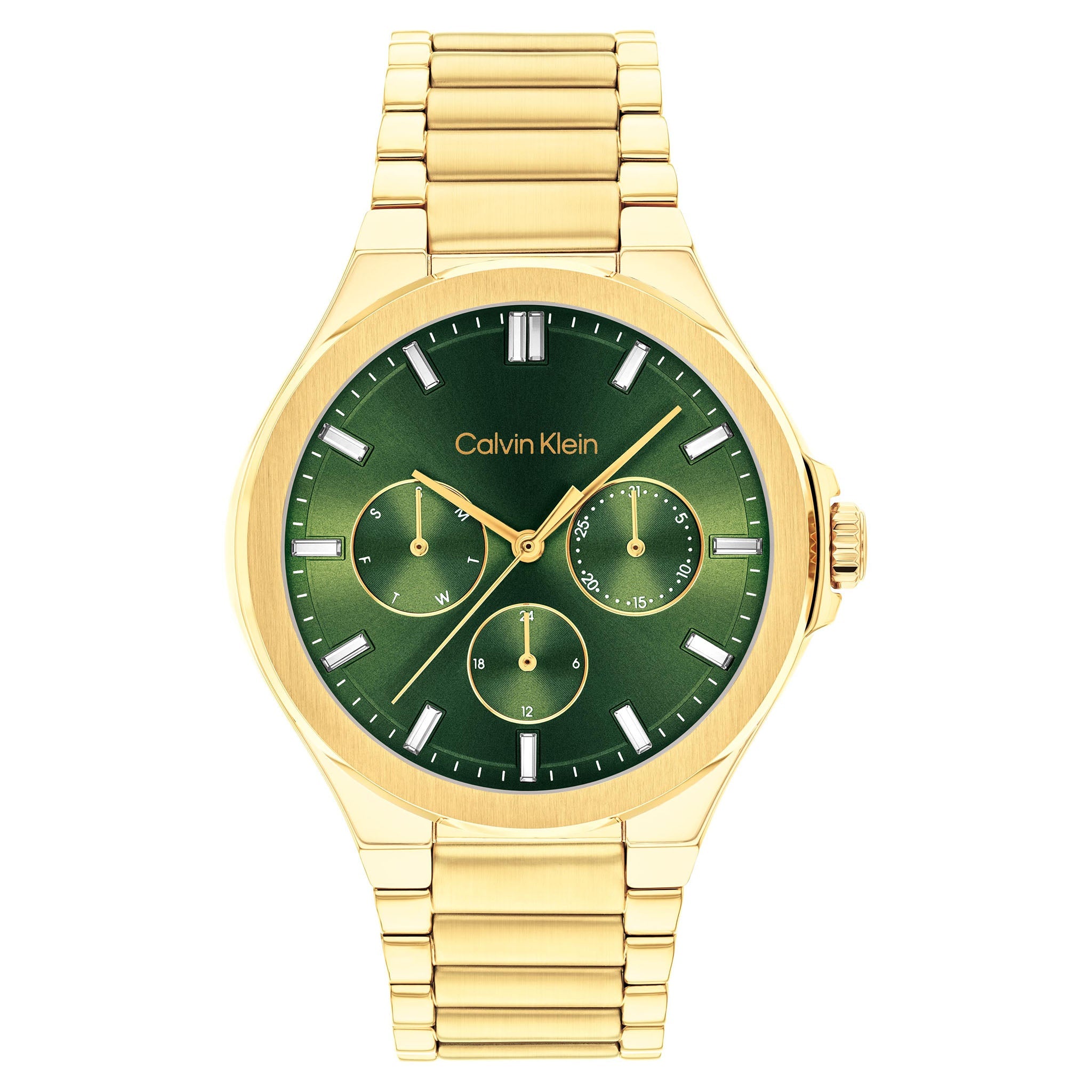 Calvin Klein Gold Steel Green Dial Multi-function Women's Watch - 25100053