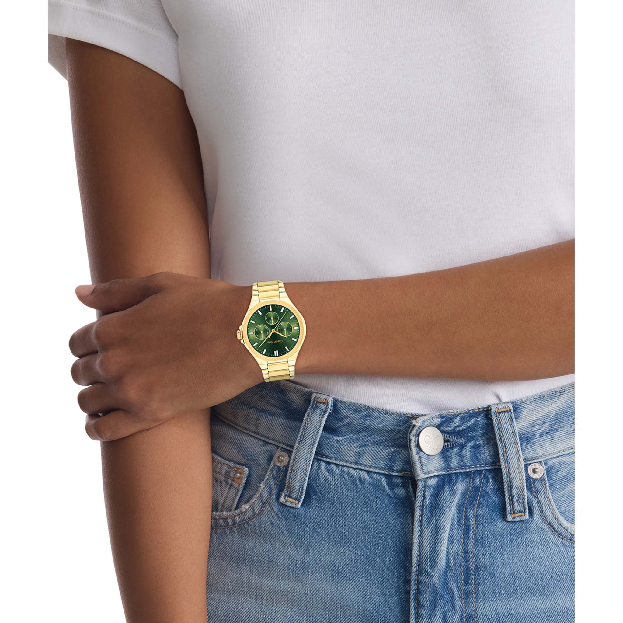 Calvin Klein Gold Steel Green Dial Multi-function Women's Watch - 25100053 - Image 5