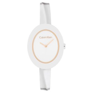 Calvin Klein Silver Steel Bangle White Dial Women's Watch - 25100055