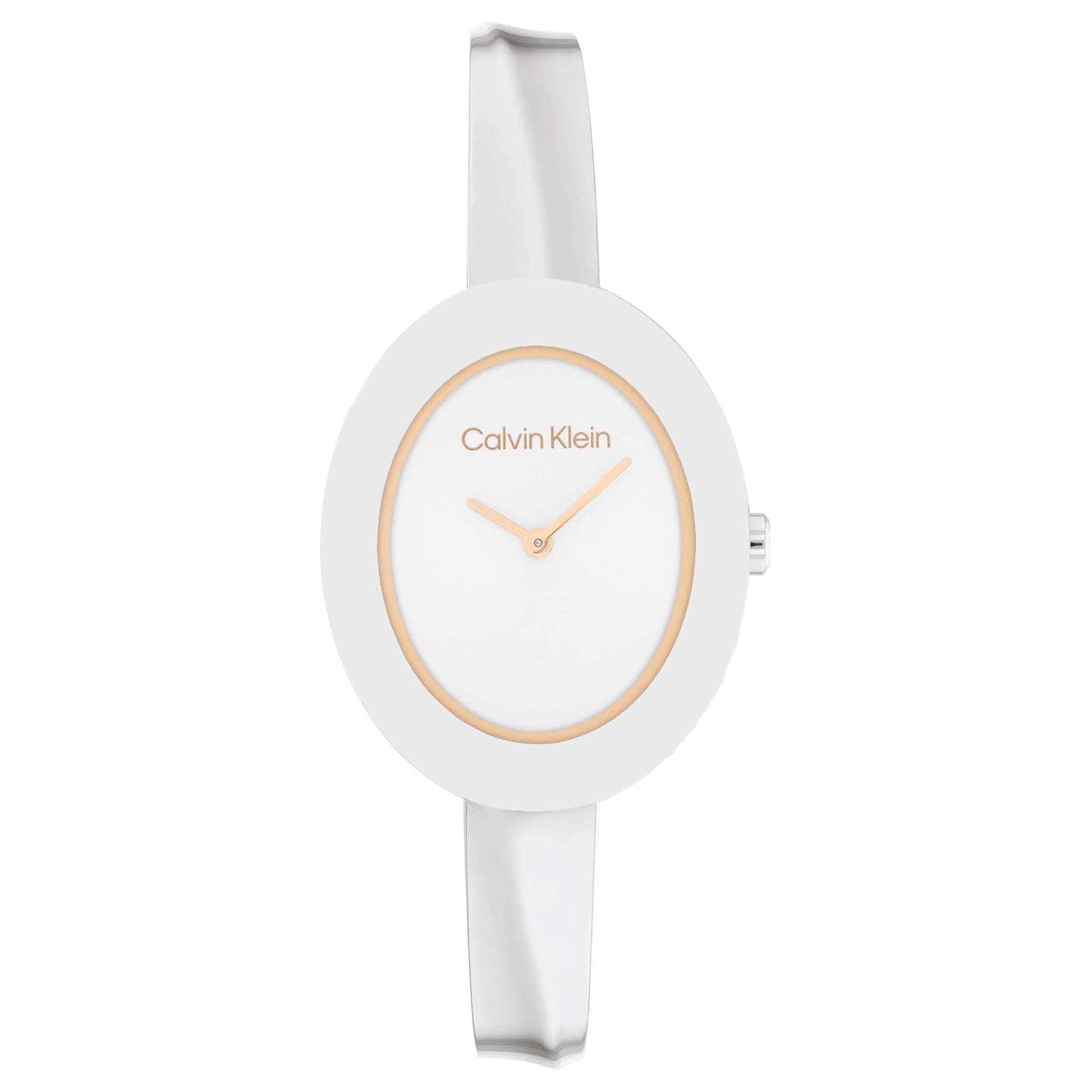 Calvin Klein Silver Steel Bangle White Dial Women's Watch - 25100055