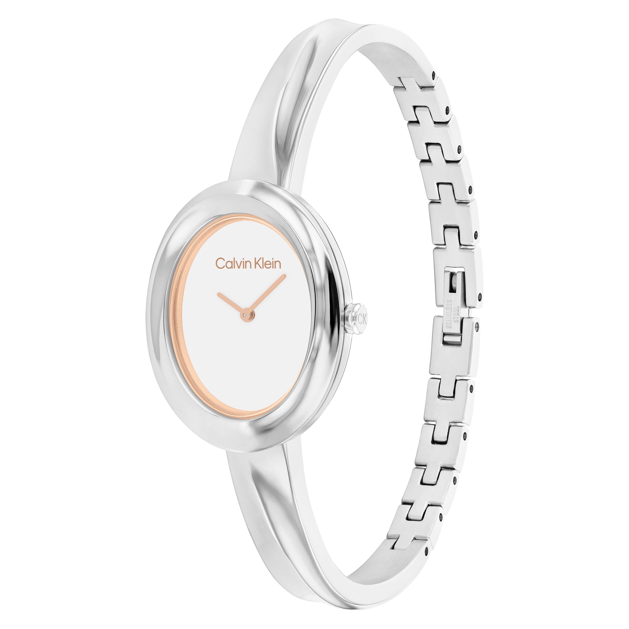 Calvin Klein Silver Steel Bangle White Dial Women's Watch - 25100055 - Image 3