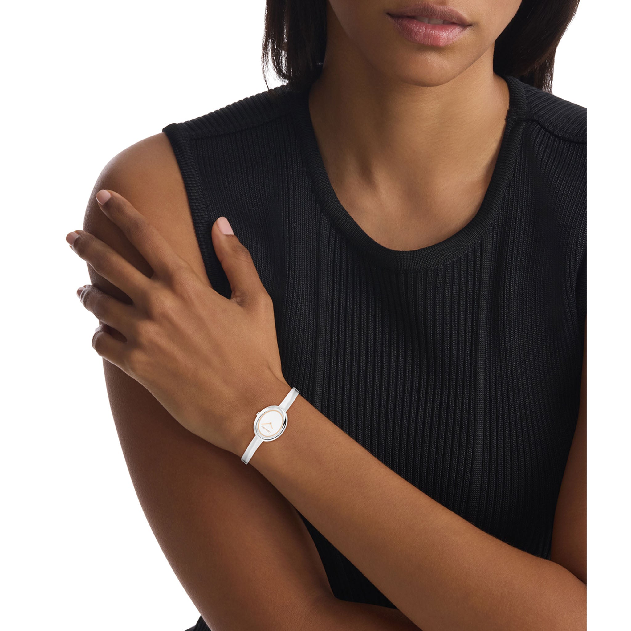 Calvin Klein Silver Steel Bangle White Dial Women's Watch - 25100055 - Image 5