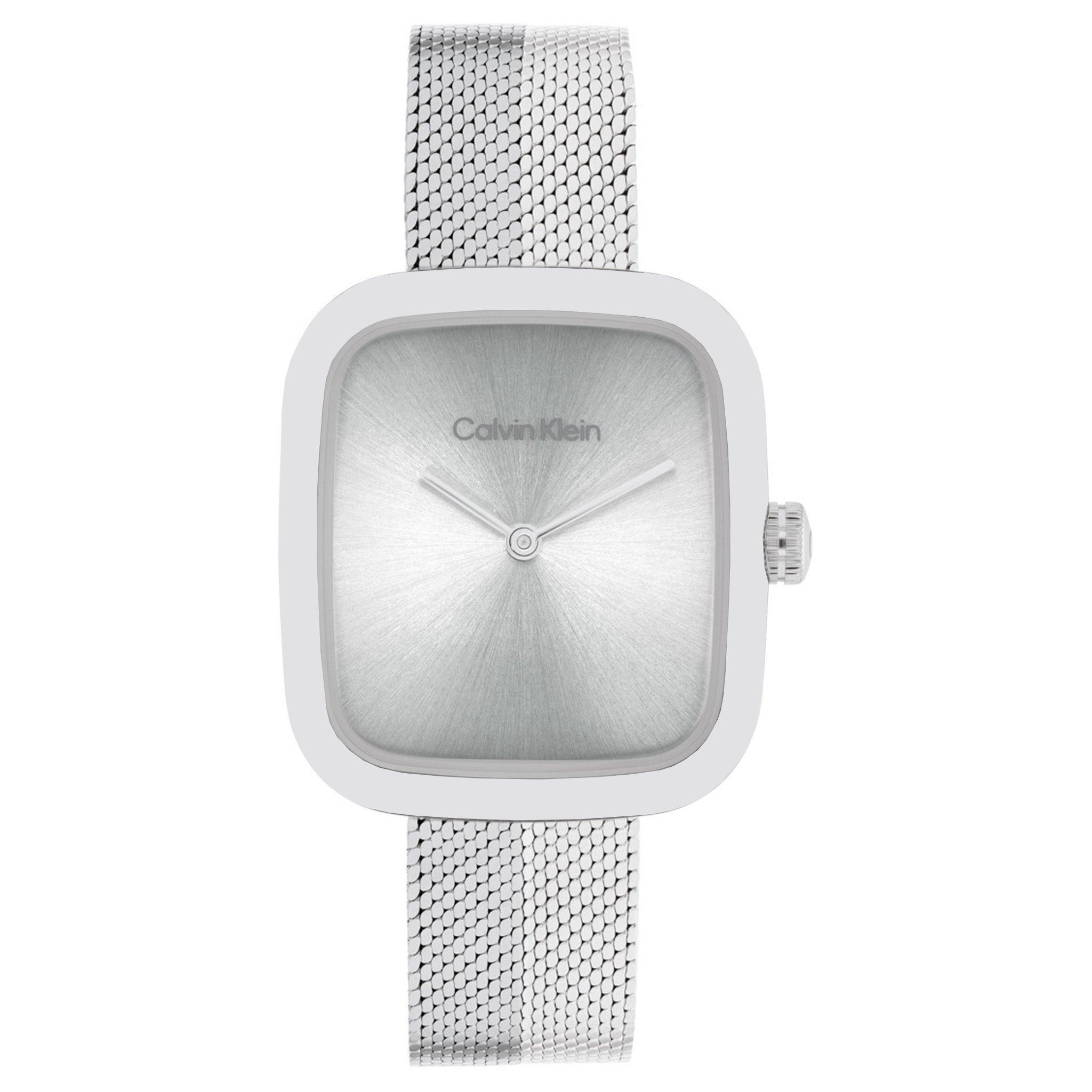 Calvin Klein Stainless Steel Mesh Silver White Dial Women's Watch - 25100098