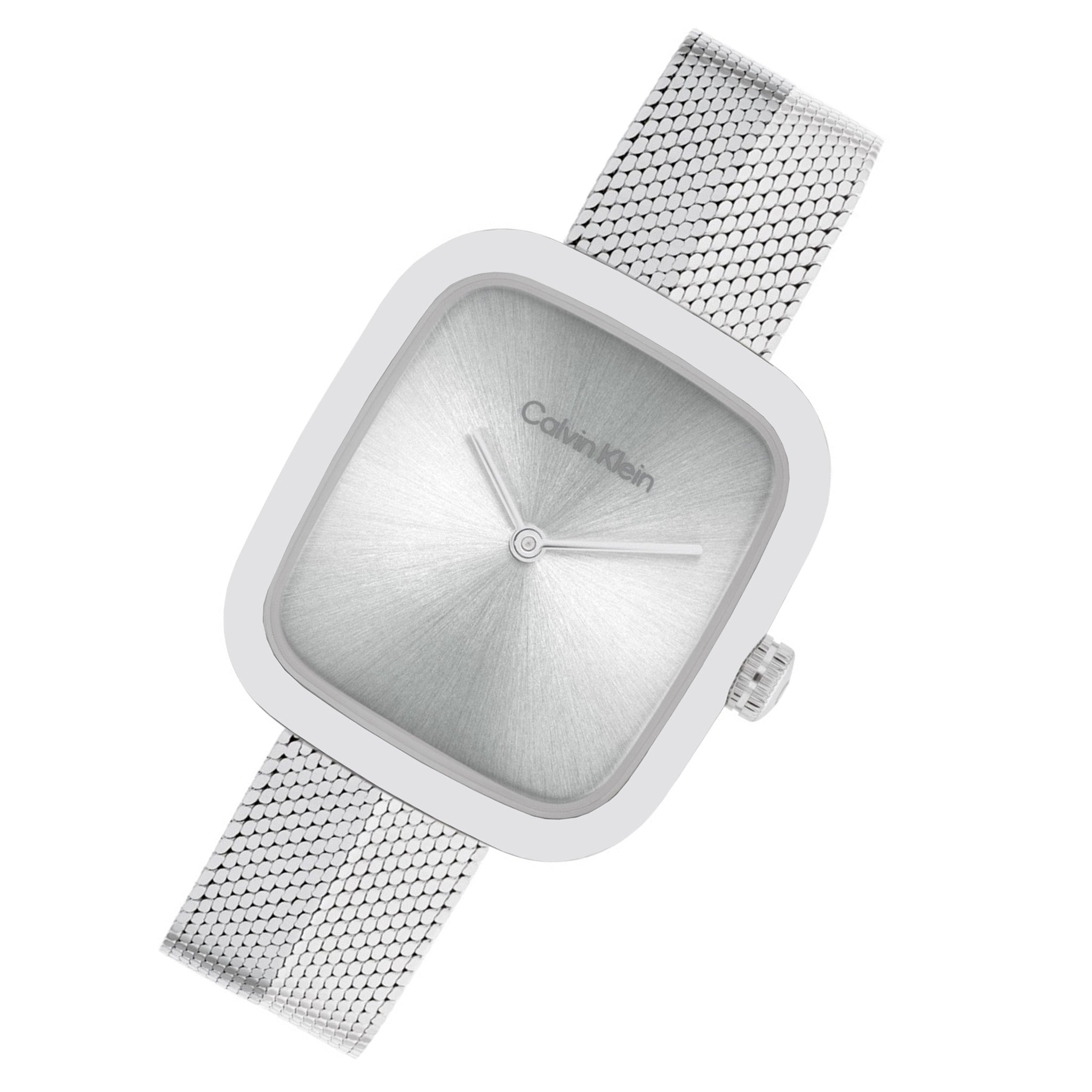 Calvin Klein Stainless Steel Mesh Silver White Dial Women's Watch - 25100098 - Image 2