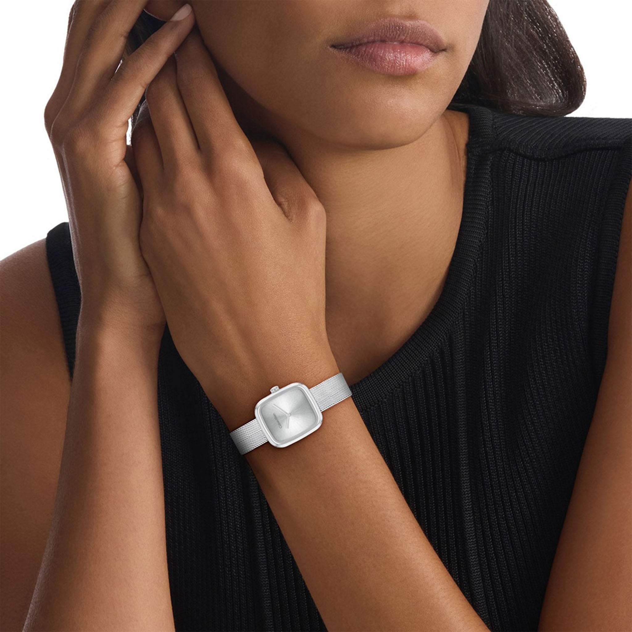 Calvin Klein Stainless Steel Mesh Silver White Dial Women's Watch - 25100098 - Image 5