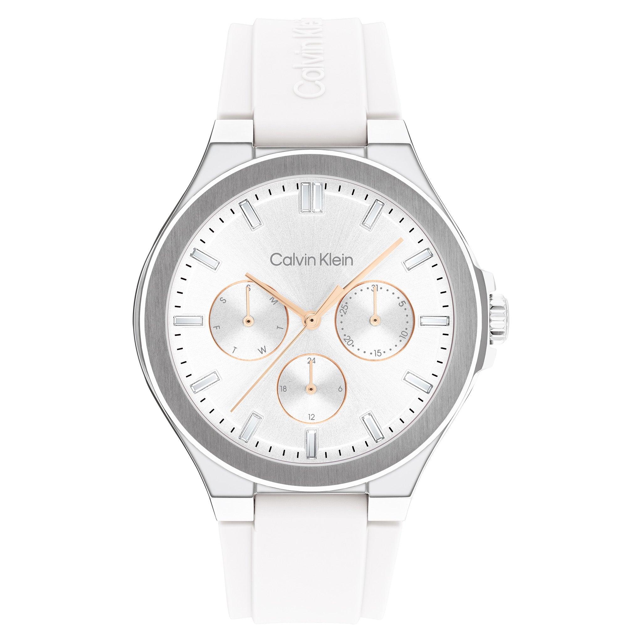 Calvin Klein Silicone White Dial Multi-function Women's Watch - 25100106