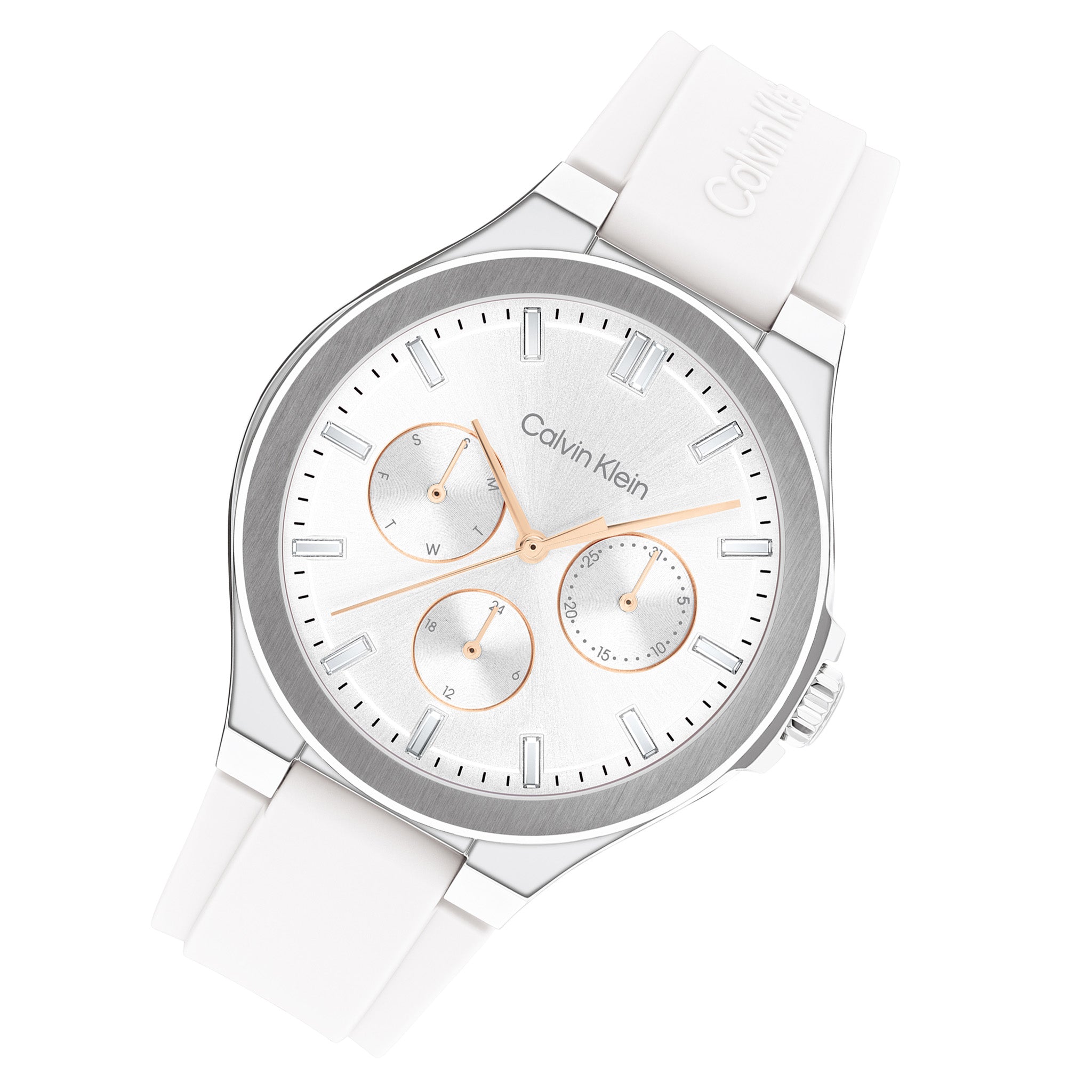 Calvin Klein Silicone White Dial Multi-function Women's Watch - 25100106 - Image 2