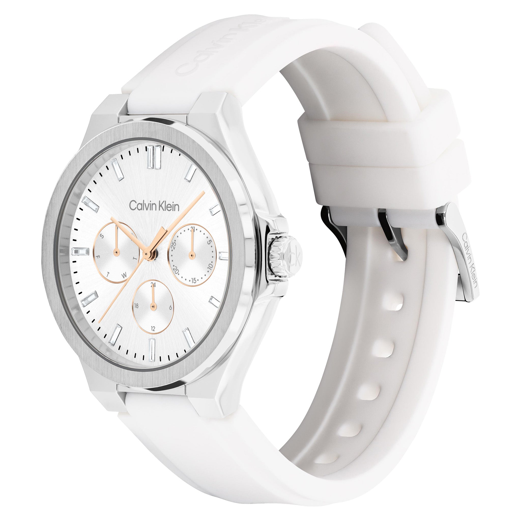 Calvin Klein Silicone White Dial Multi-function Women's Watch - 25100106 - Image 3
