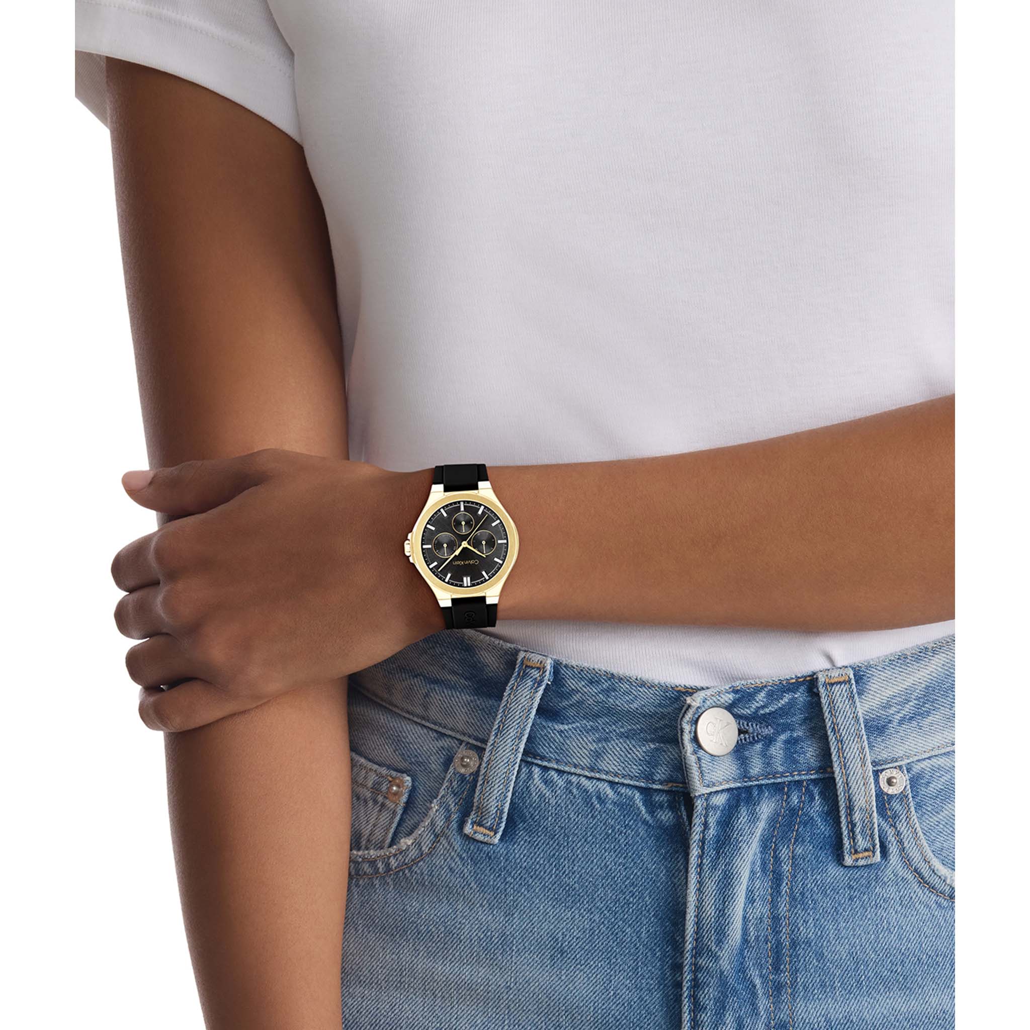 Calvin Klein Silicone Black Dial Multi-function Women's Watch - 25100107 - Image 5