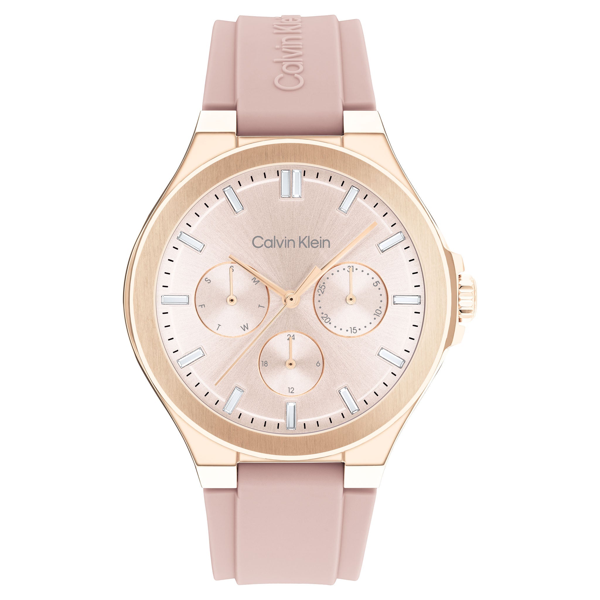 Calvin Klein Silicone Blush Dial Multi-function Women's Watch - 25100108