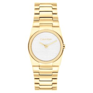 Calvin Klein Gold Steel White Dial Women's Watch - 25100122