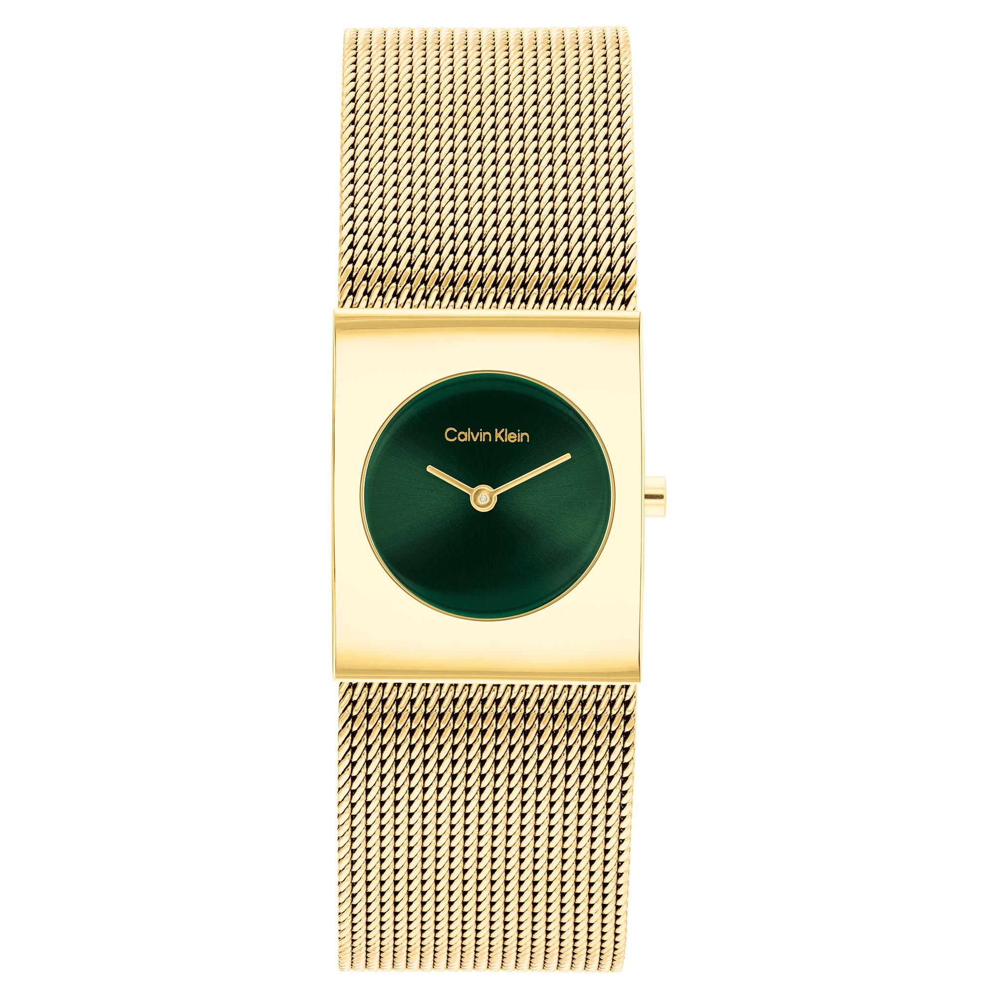 Calvin Klein Gold Steel Mesh Green Dial Women's Watch - 25100136