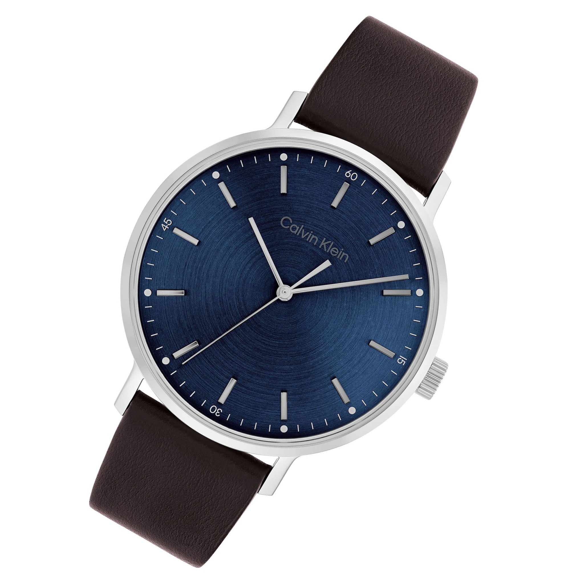 Calvin Klein Dark Brown Leather Blue Dial Men's Watch - 25200052 - Image 2