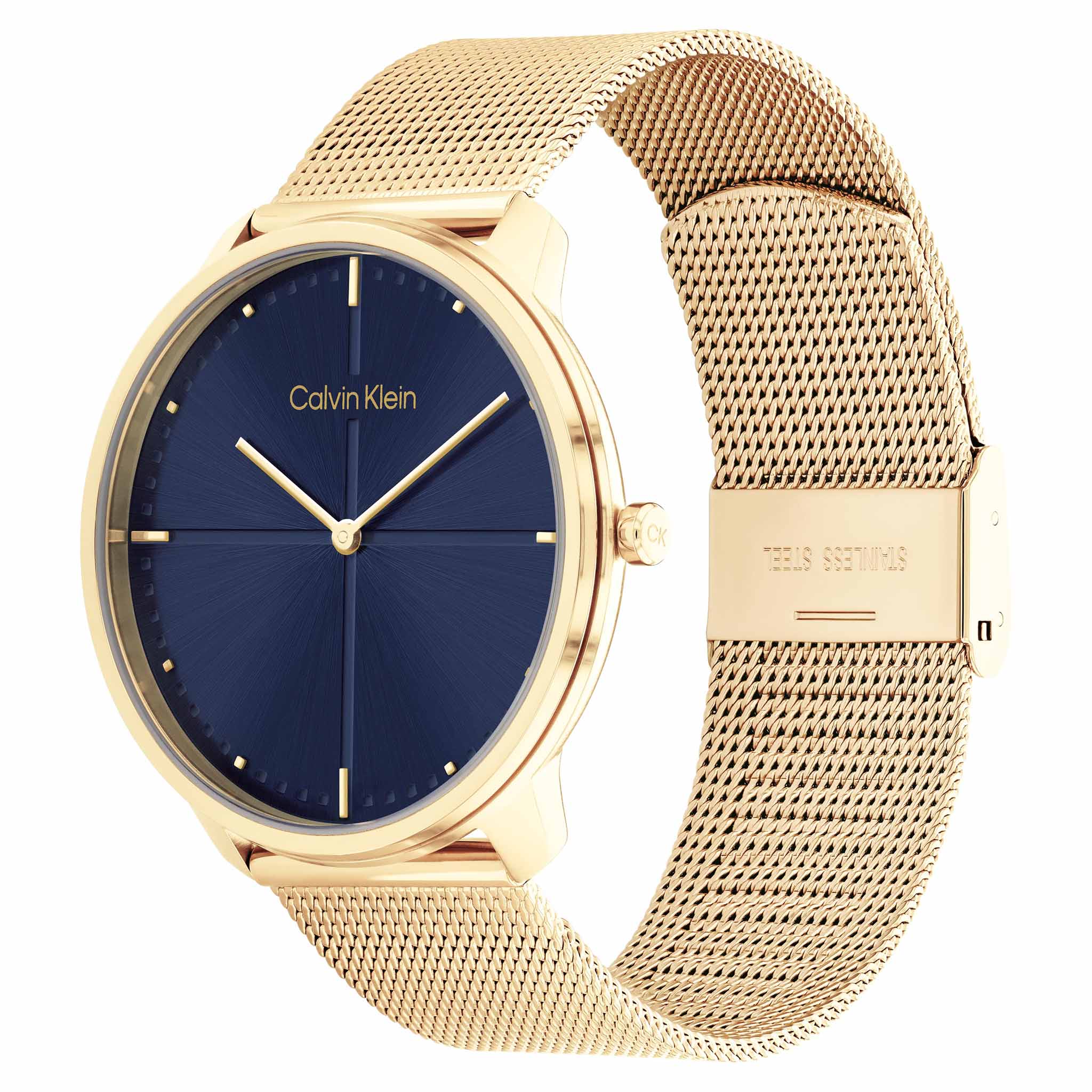 Calvin Klein Gold Mesh Blue Dial Unisex Watch - 25200153 - Image 3