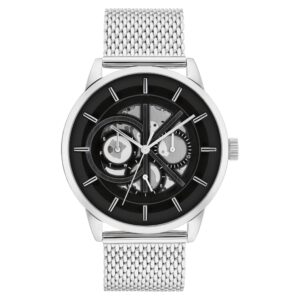 Calvin Klein Silver Mesh Black Dial Multi-function Men's Watch - 25200213
