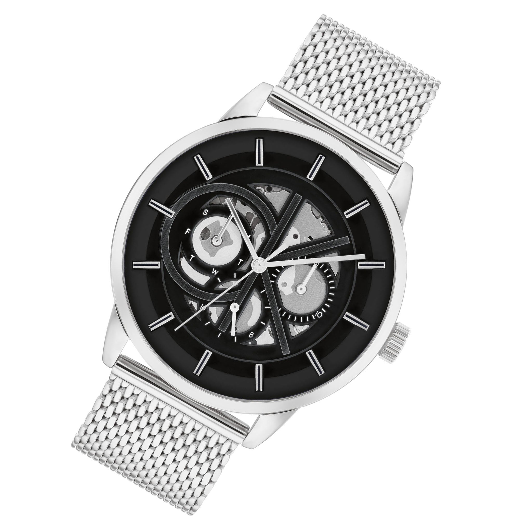 Calvin Klein Silver Mesh Black Dial Multi-function Men's Watch - 25200213 - Image 2