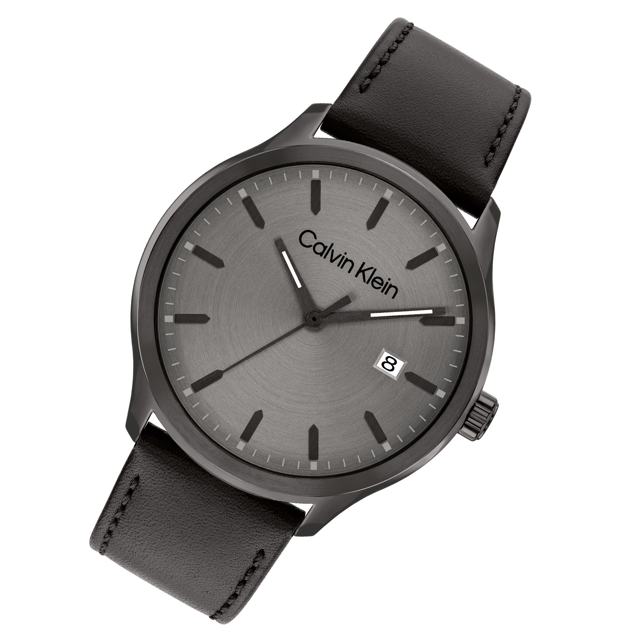Calvin Klein Black Leather Gunmetal Dial Men's Watch - 25200355 - Image 2