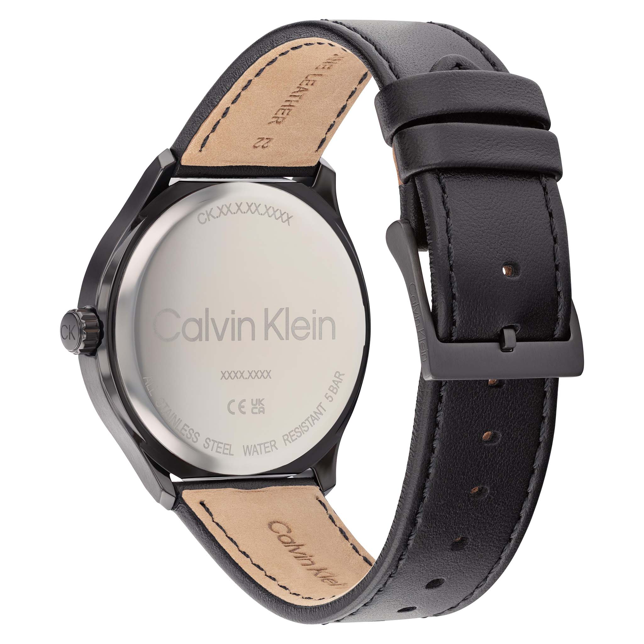 Calvin Klein Black Leather Gunmetal Dial Men's Watch - 25200355 - Image 4