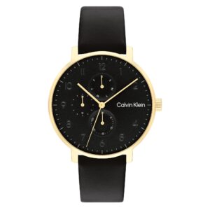 Calvin Klein Leather Black Dial Multi-function Unisex Watch - 25200404
