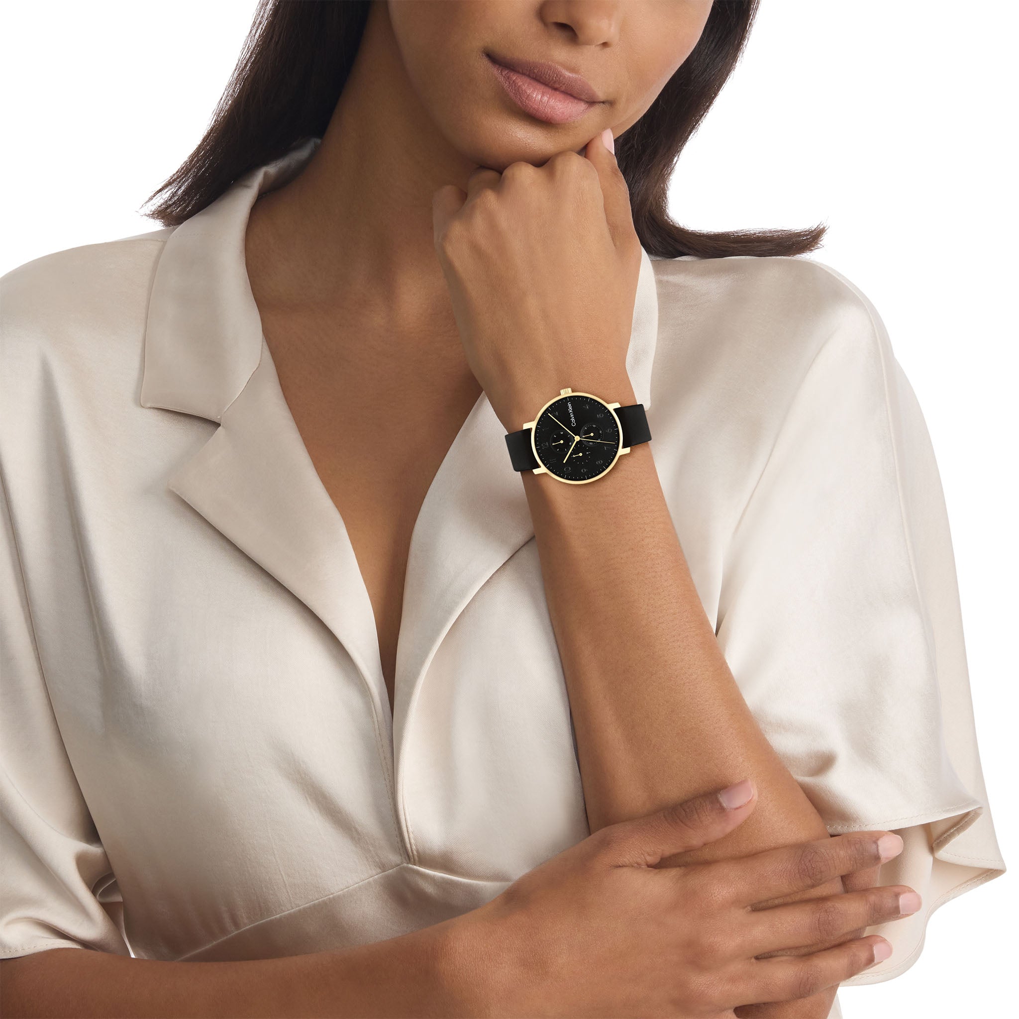 Calvin Klein Leather Black Dial Multi-function Unisex Watch - 25200404 - Image 5