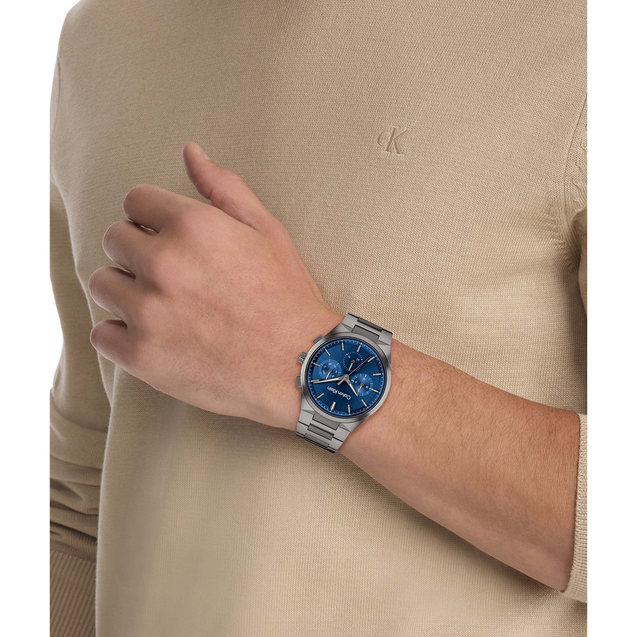 Calvin Klein Grey Steel Dark Blue Dial Multi-function Men's Watch - 25200443 - Image 5