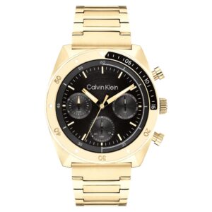 Calvin Klein Gold Steel Black Dial Multi-function Men's Watch - 25200465