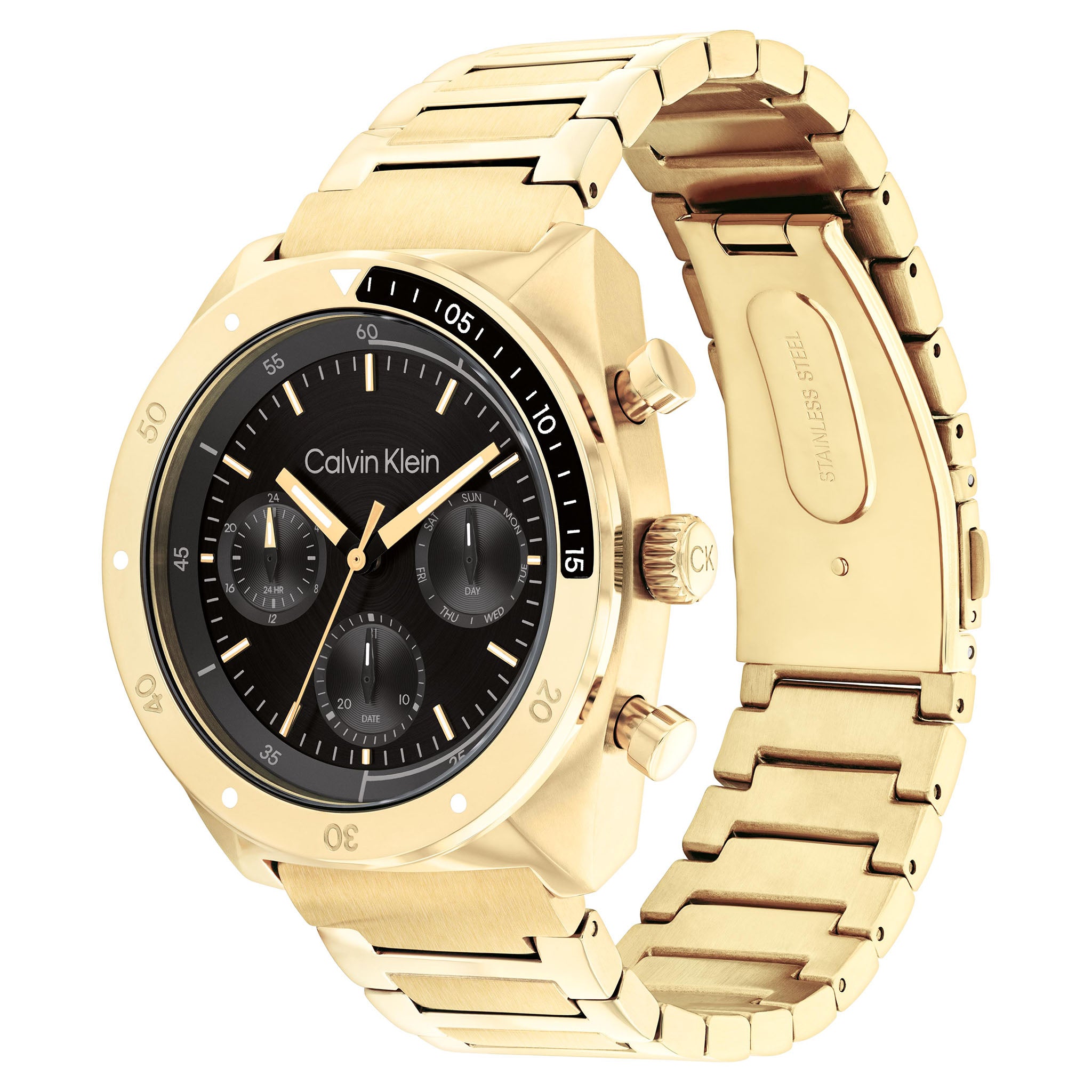 Calvin Klein Gold Steel Black Dial Multi-function Men's Watch - 25200465 - Image 3