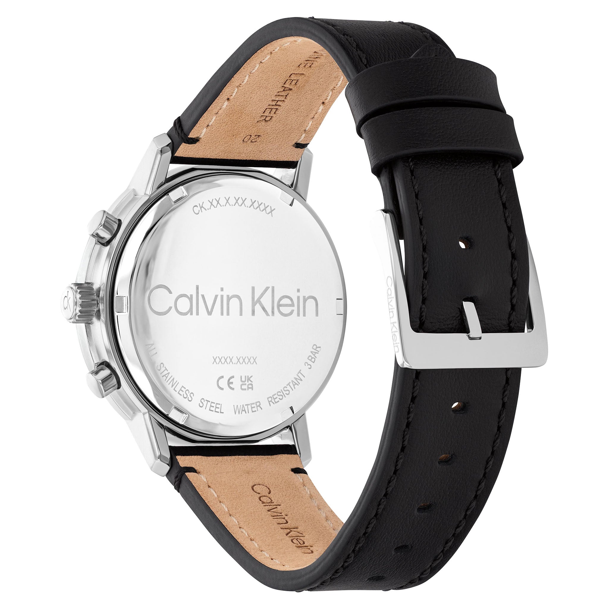 Calvin Klein Black Leather Sepia Dial Multi-function Men's Watch - 25200496 - Image 4