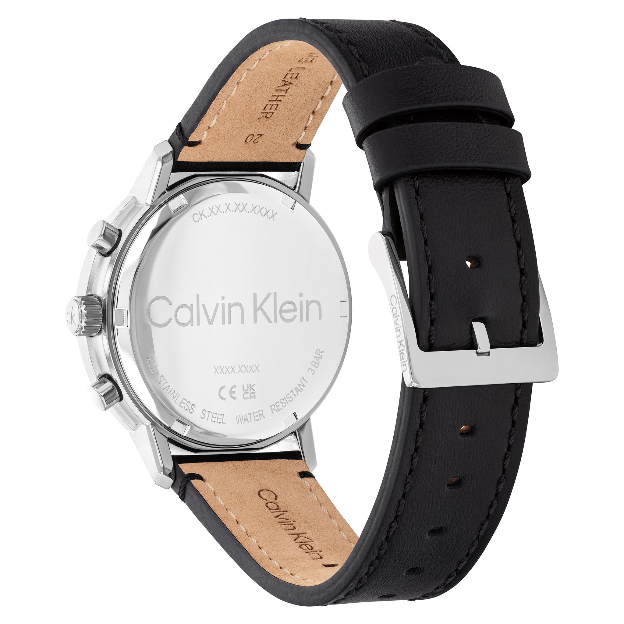 Calvin Klein Black Leather Blue Dial Multi-function Men's Watch - 25200497 - Image 4