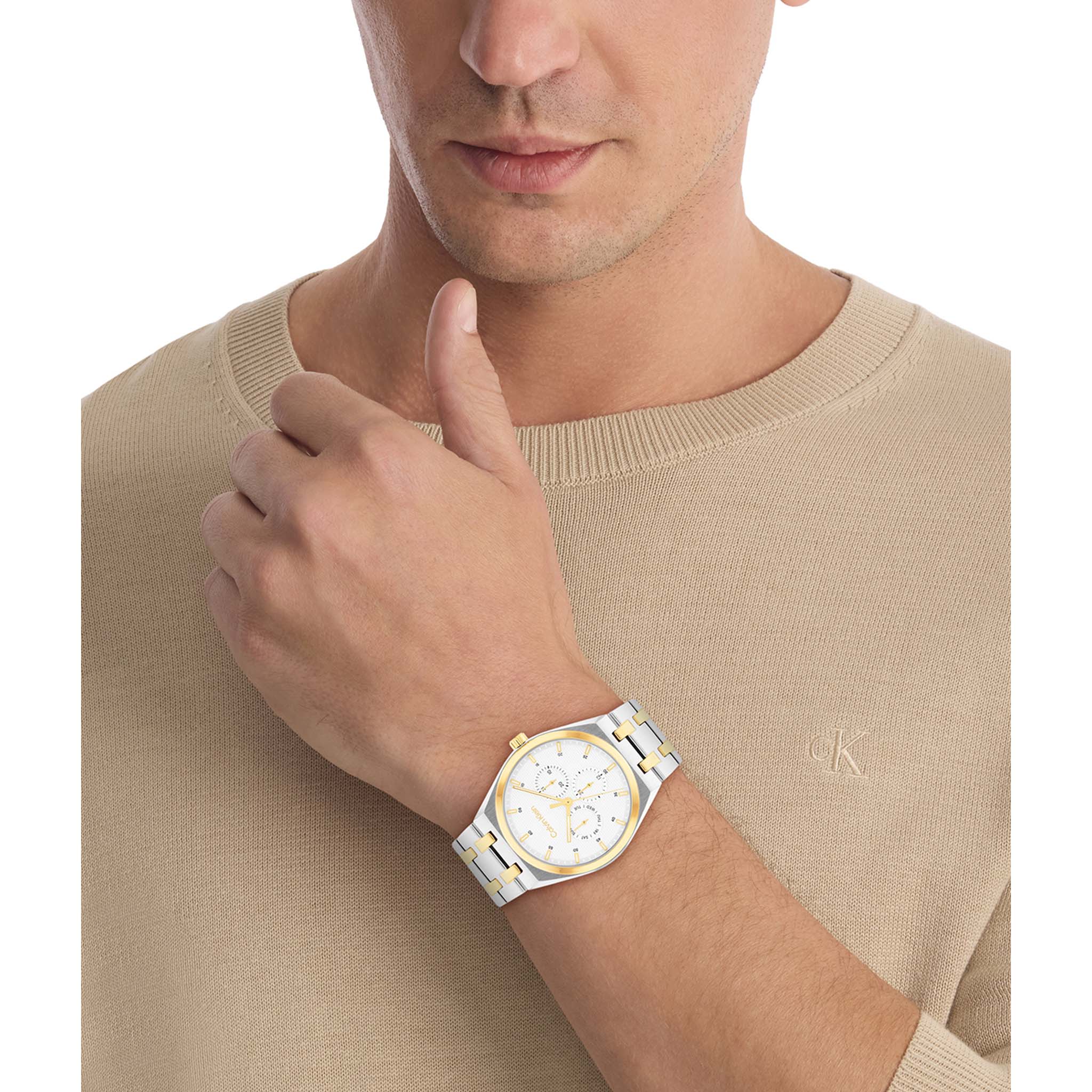 Calvin Klein Two-Tone Steel White Dial Multi-function Men's Watch - 25200533 - Image 5