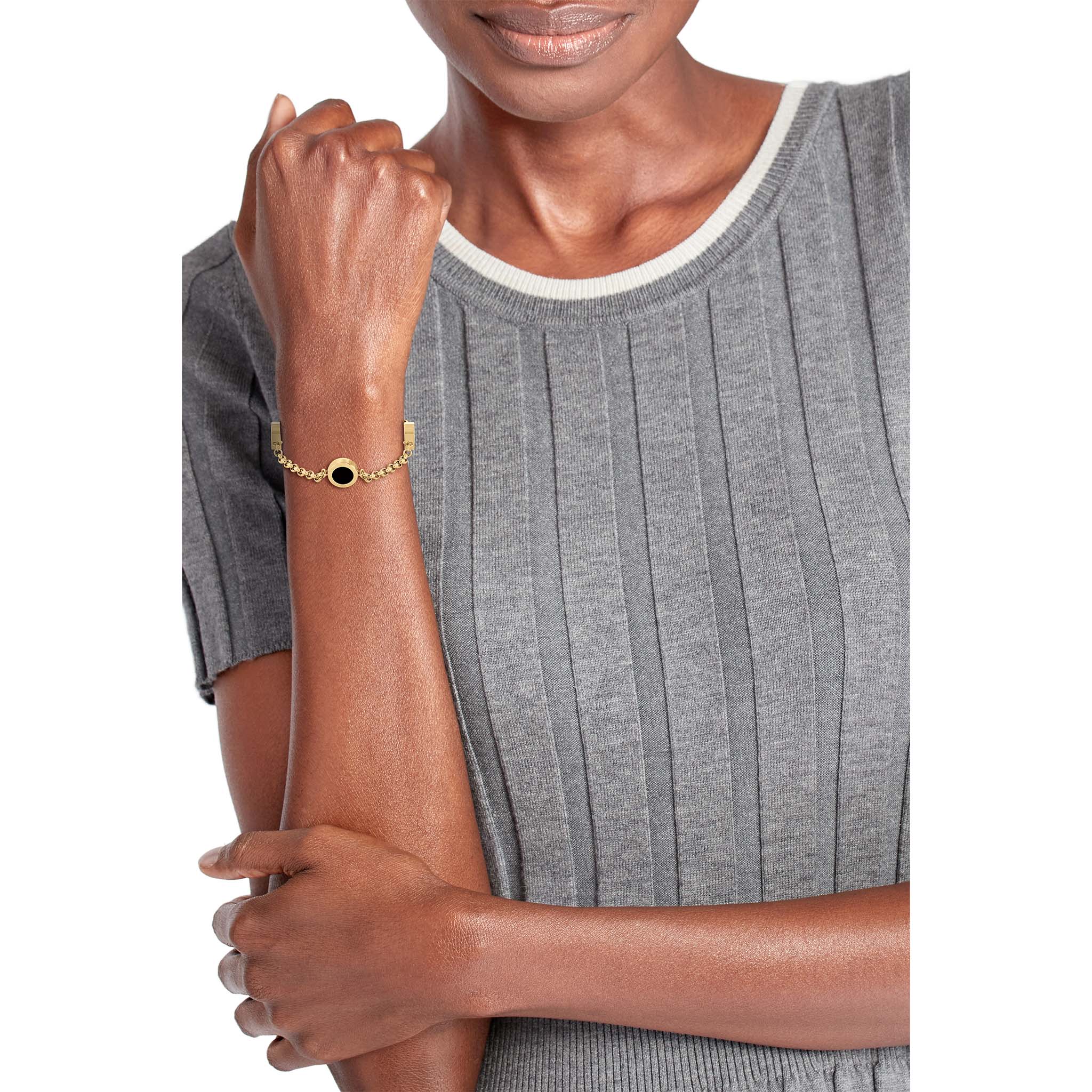 Tommy Hilfiger Jewellery Gold Steel & Black Onyx Stone Women's Chain Bracelet - 2780659 - Image 3