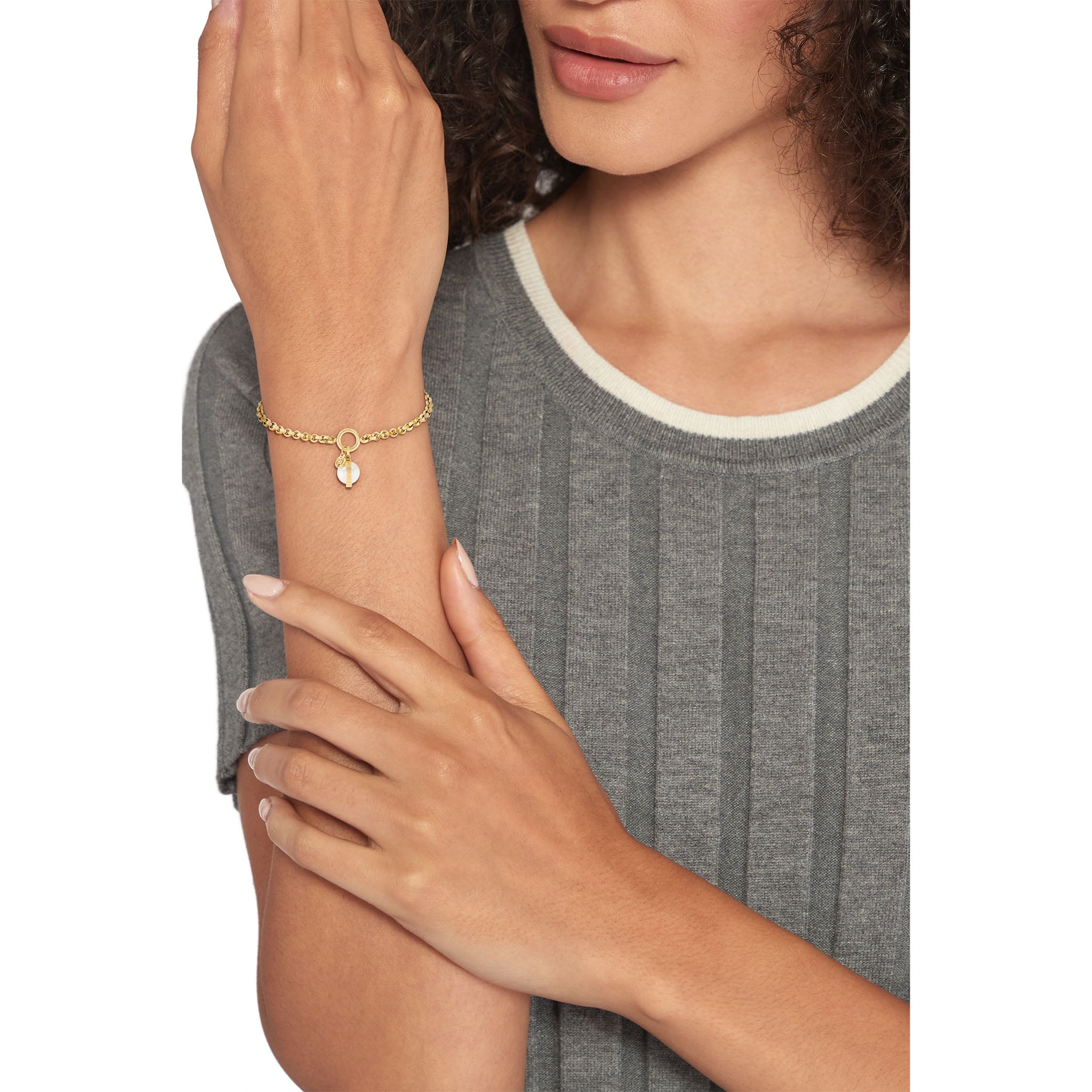 Tommy Hilfiger Jewellery Gold Steel & White Pearl Women's Chain Bracelet - 2780765 - Image 3