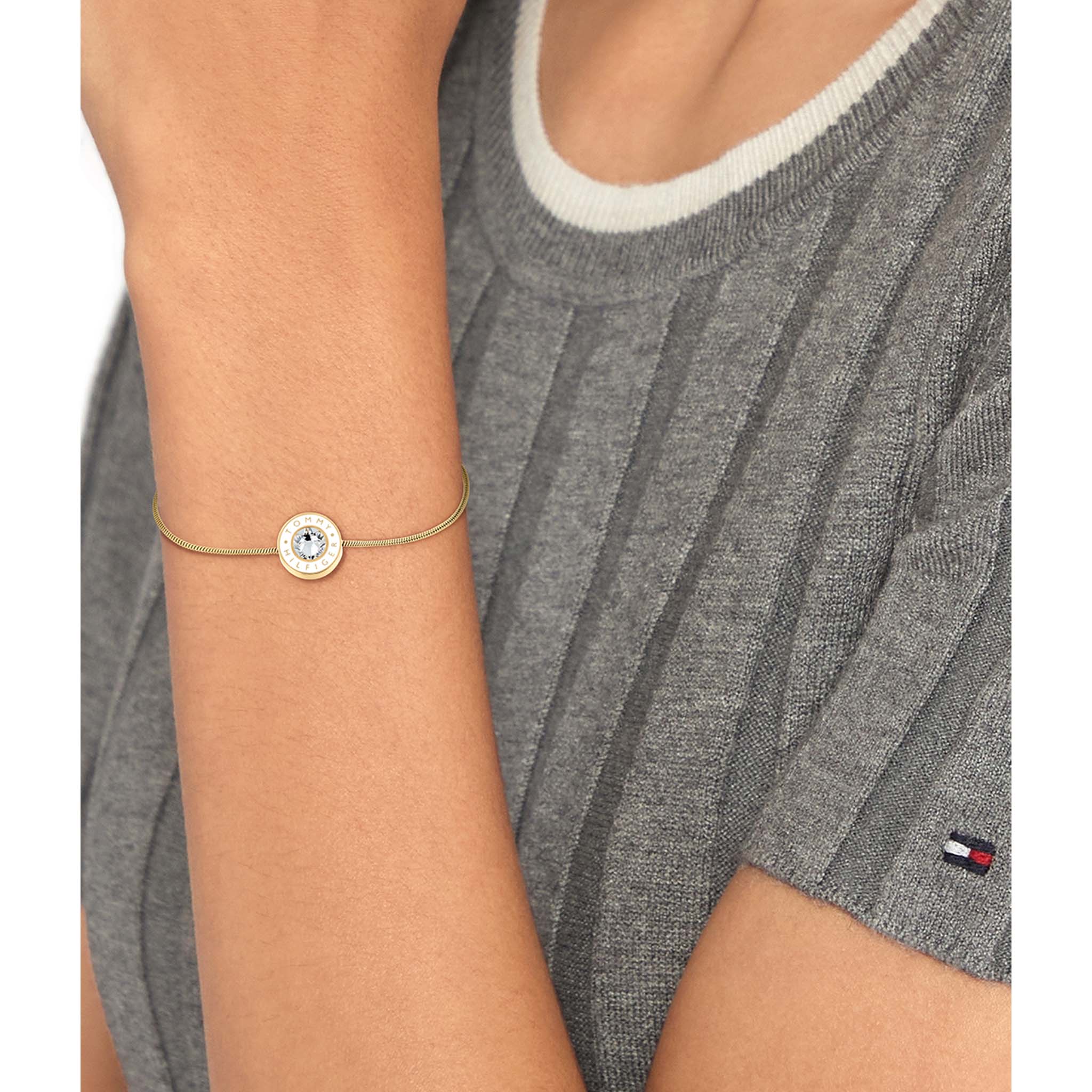 Tommy Hilfiger Jewellery Gold Steel & Crystal Women's Chain Bracelet - 2780806 - Image 3