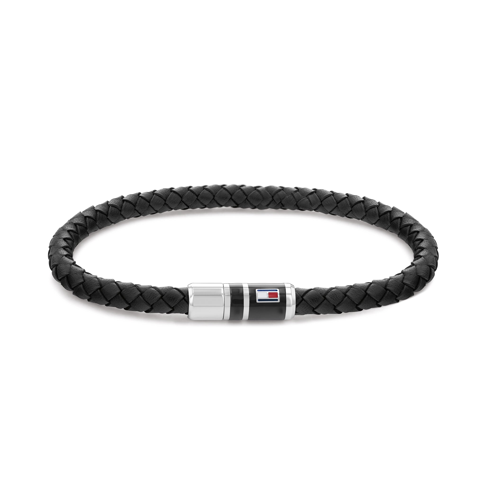 Tommy Hilfiger Jewellery Stainless Steel & Black Leather Men's Bracelet - 2790293