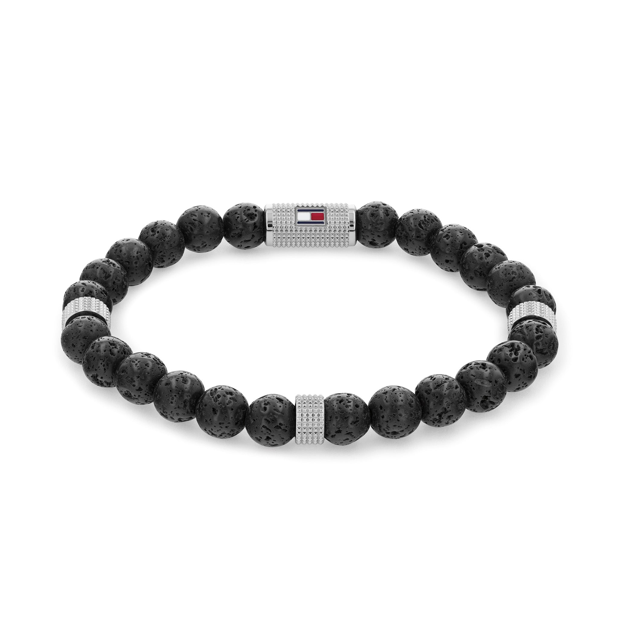 Tommy Hilfiger Jewellery Stainless Steel & Black Lava Bead & Black Elastic Rope Men's Stone Bracelet - 2790435 - Image 2