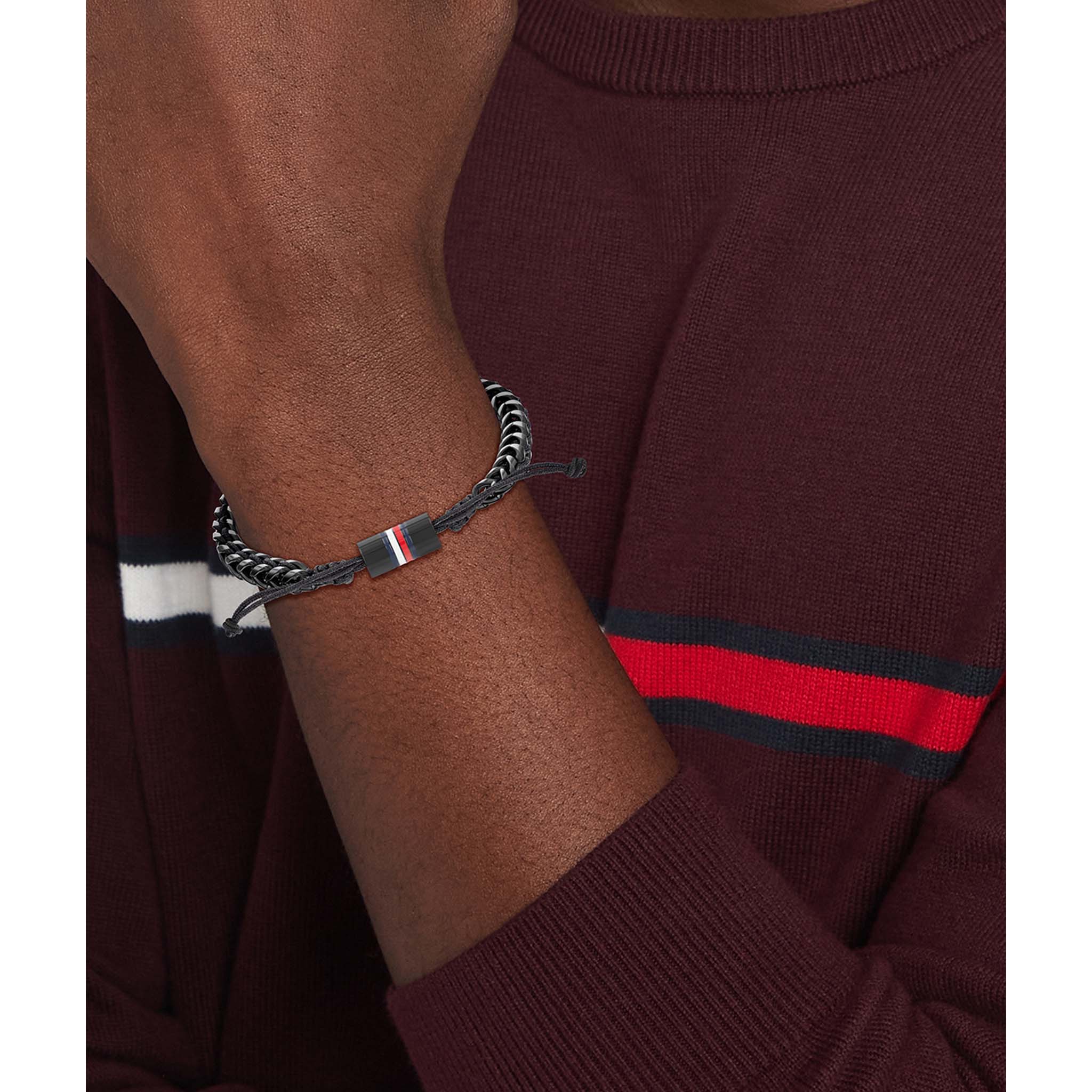 Tommy Hilfiger Jewellery Black Steel & Nylon Cord Men's Rope Bracelet - 2790513 - Image 3