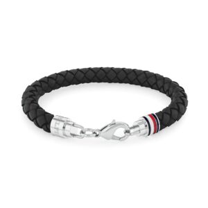 Tommy Hilfiger Jewellery Stainless Steel & Black Leather Men's Leather Bracelet - 2790545