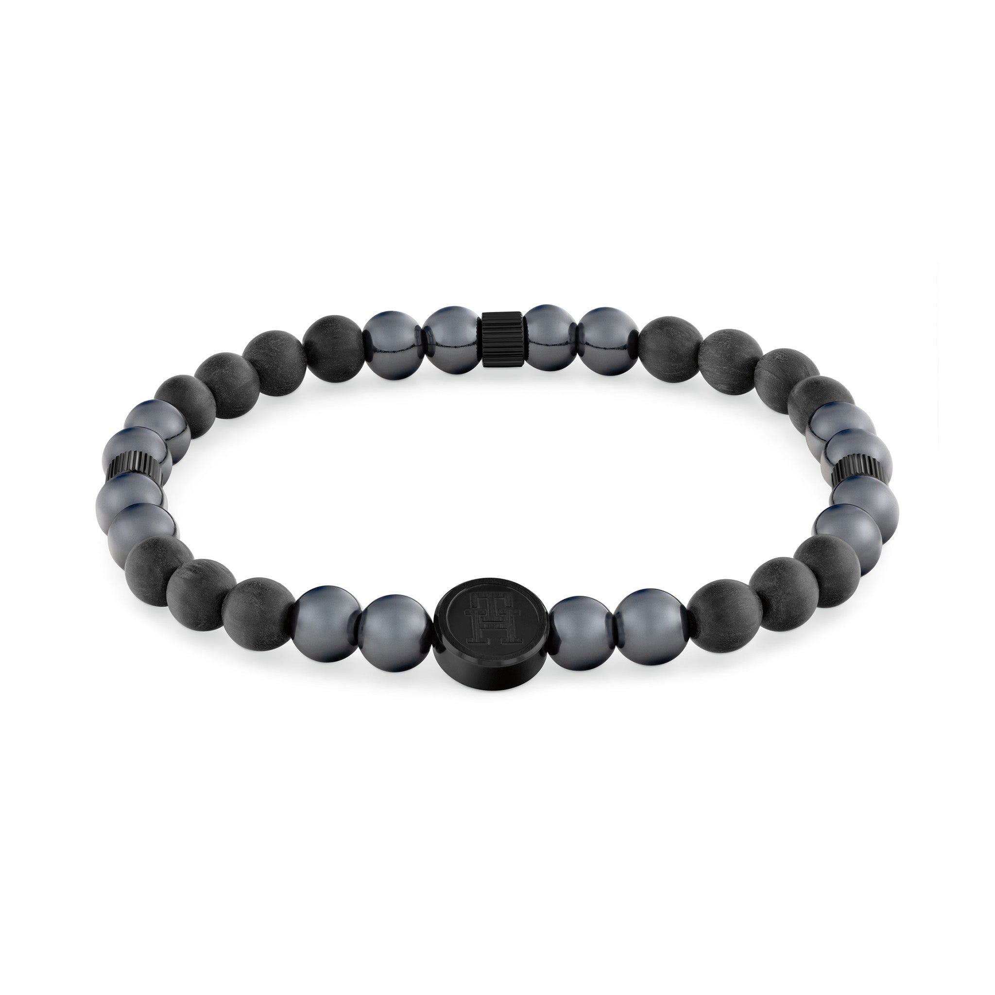 Tommy Hilfiger Jewellery Black Steel & Black Carbon & Nature Hematite Men's Bead Bracelet - 2790625