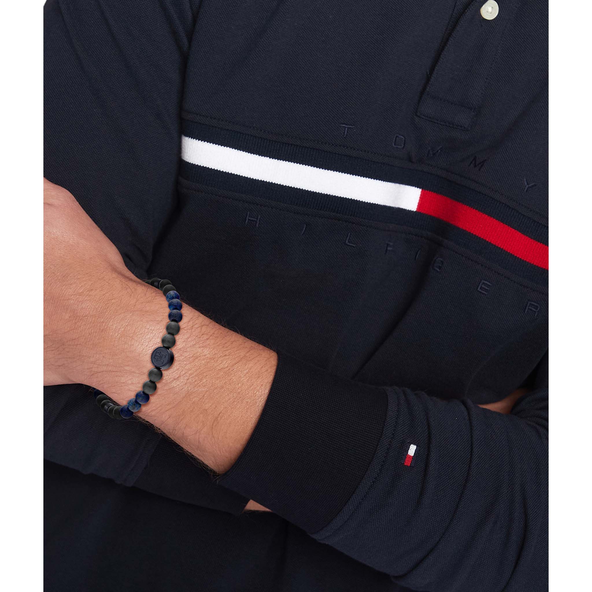 Tommy Hilfiger Jewellery Blue Steel & Black Carbon & Blue Lapis Men's Bead Bracelet - 2790626 - Image 3
