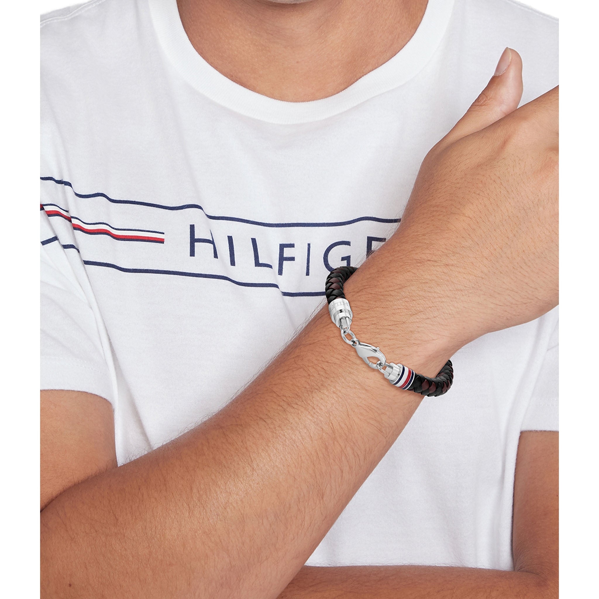 Tommy Hilfiger Jewellery Stainless Steel & Black & Brown Leather Men's Bracelet - 2790632 - Image 3