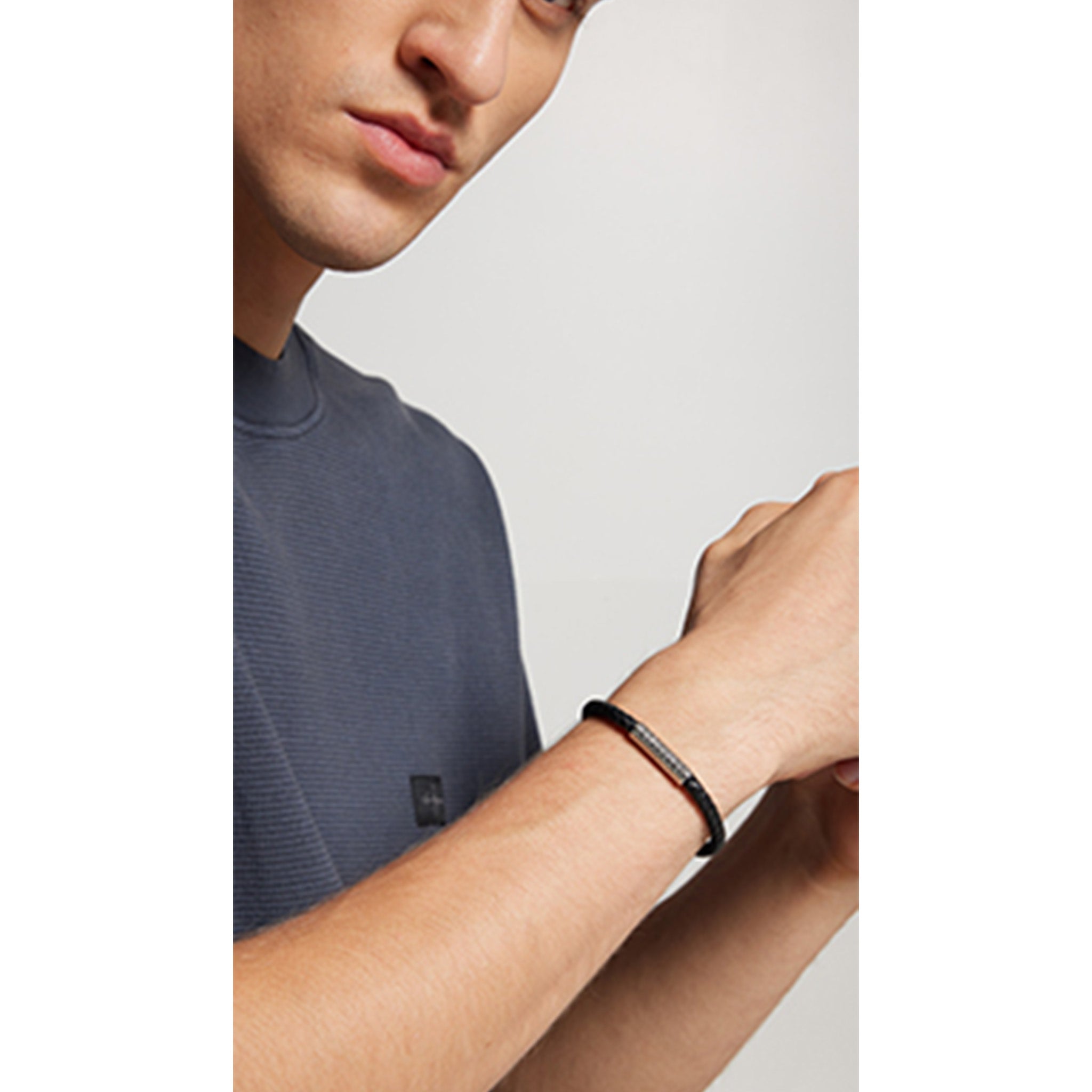 Calvin Klein Jewellery Stainless Steel & Black Leather Men's Bracelet - 35000101 - Image 3