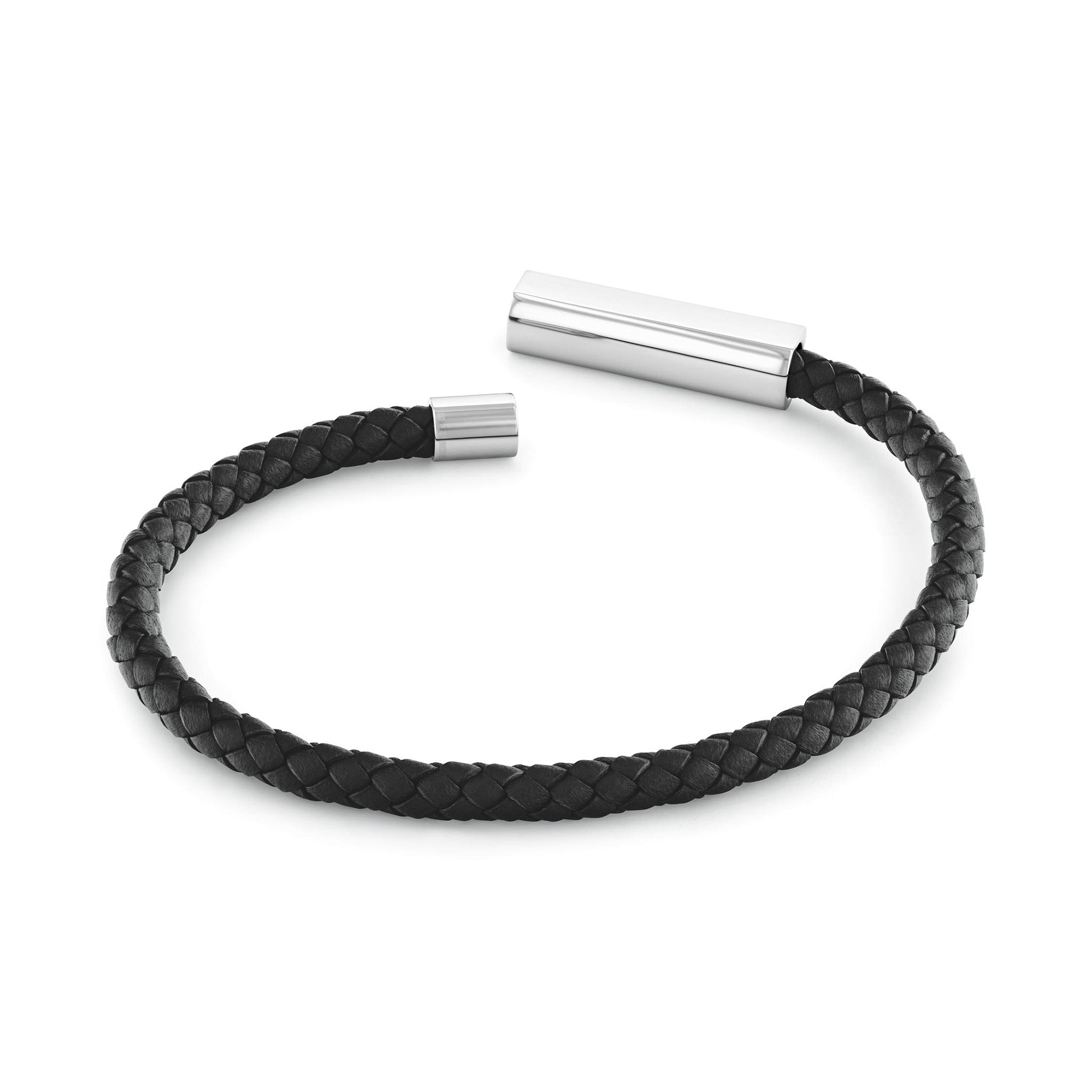 Calvin Klein Jewellery Stainless Steel & Black Calfskin Men's Leather Bracelet - 35100055 - Image 3