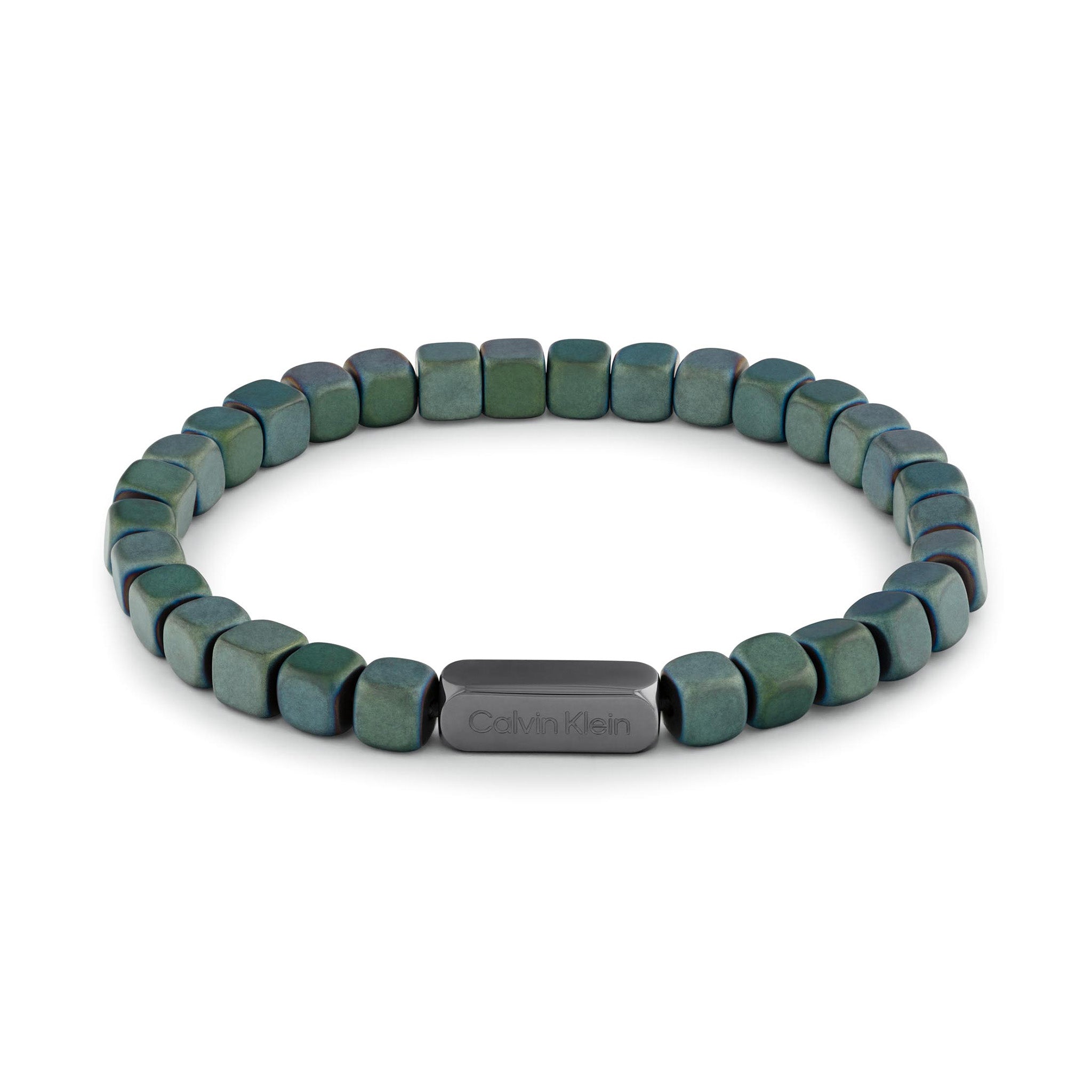 Calvin Klein Jewellery Grey Steel & Green Hematite Men's Bead Bracelet - 35100059